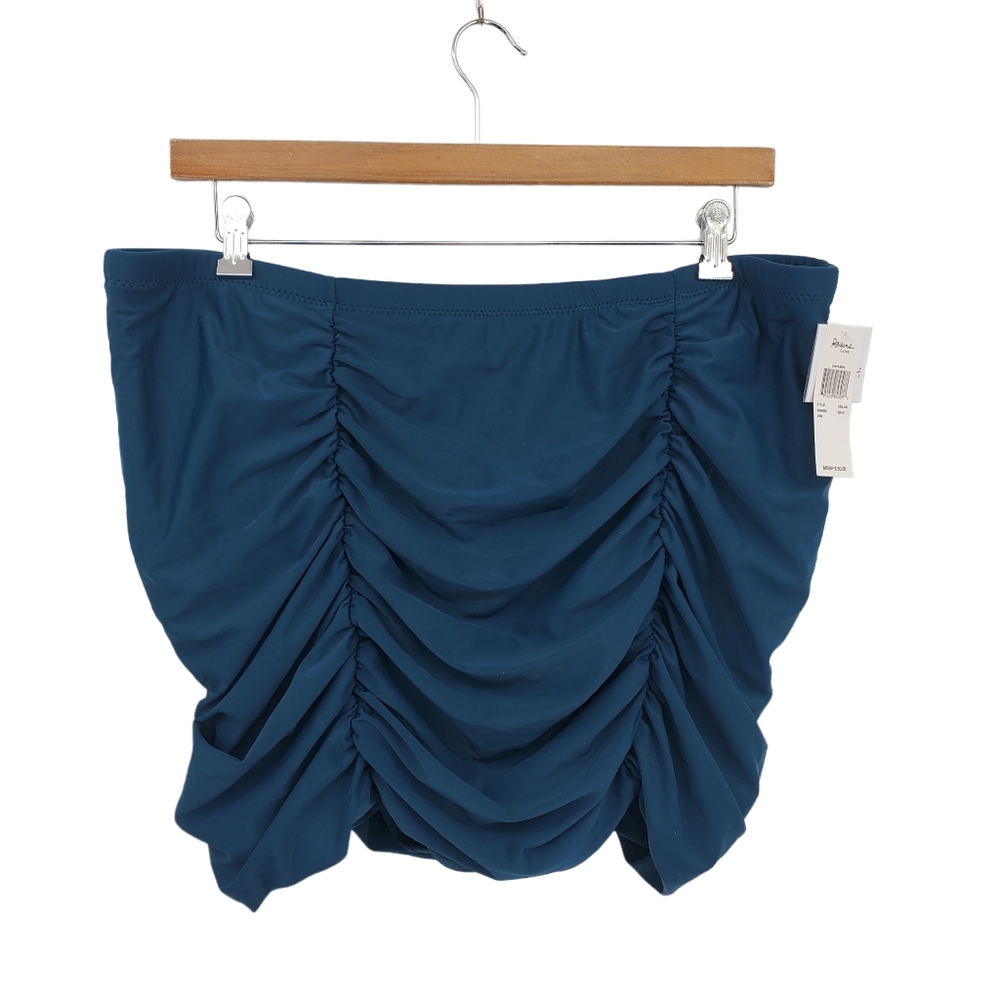 New RAISINS CURVE Plus Costa Tummy Control Swim Skirt in Teal Navy Blue Size 24W
